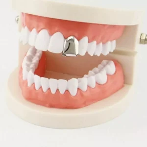 Tappo Dente Grillz Placcato Argento Dente Singolo Hip Hop