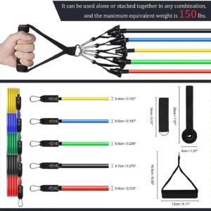 Kit 10 fasce bande elastiche elastici fitness palestra
