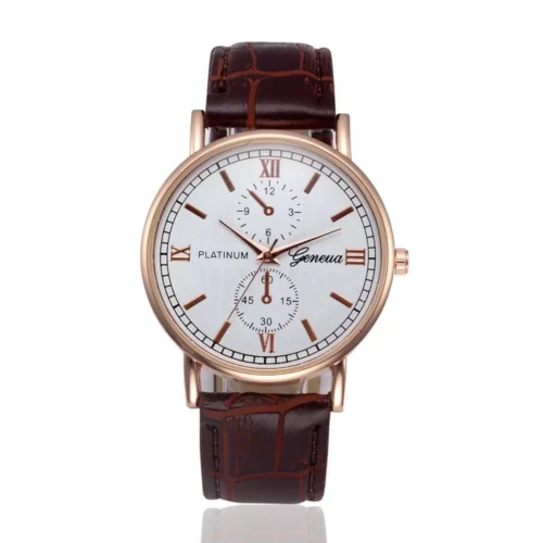 Orologio Uomo Geneva Platinum EcoPelle Marrone Coccodrillo