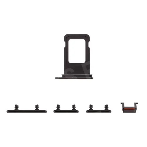 5 Pezzi Set Tasti Volume Accensione Muto iPhone 11 Nero