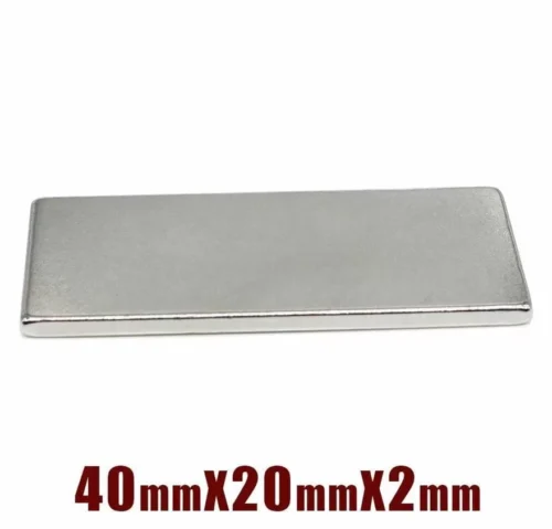 2 Pezzi Magneti Neodimio NdFeB N35 Misura 40x20x2mm Blocco