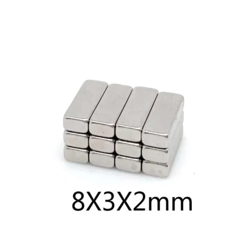 Lotto 10 Pezzi Magnete al Neodimio da 8x3x2mm Rettangolare NdFeB N35