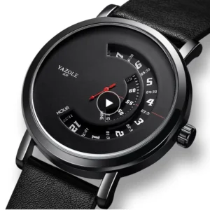 Orologio Uomo Analogico Speciale YAZOLE 509 Black EcoPelle Tondo HQ