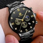 Orologio Uomo Alta Qualità SHAARMS con Diamanti Strass al Quarzo Dorat