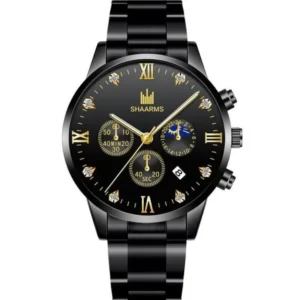 Orologio Uomo Alta Qualità SHAARMS con Diamanti Strass al Quarzo Dorat