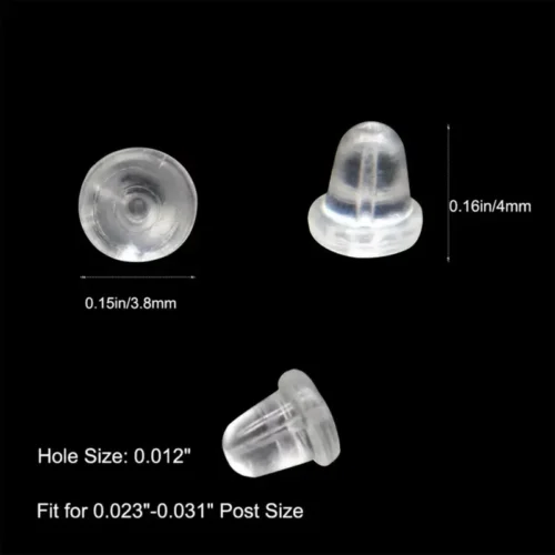 100 pezzi Cuscinetti Posteriori Gomma per Orecchini gancio 4x5mm