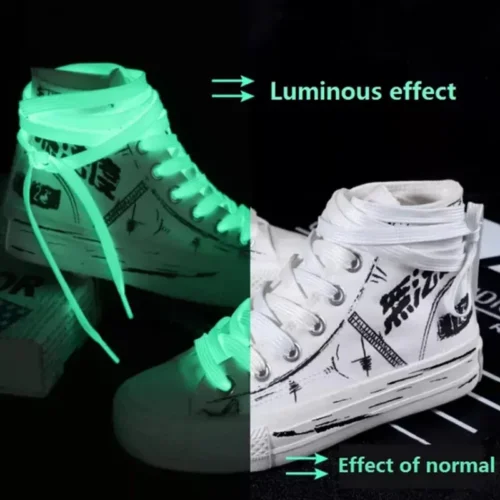 Paio Di Lacci Per Scarpe Fosforescenti Lacci Riflettenti Bianco Fluo