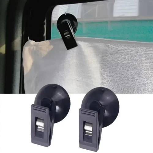 2 Pezzi Clip A Ventosa Portatili Per Auto Per Tenda Parasole Sole BIANCHI