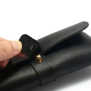 Custodia Per Occhiali In Ecopelle Con Bottone Da Sole O Lettura Nera