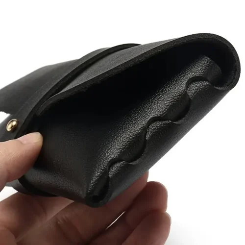 Custodia Per Occhiali In Ecopelle Con Bottone Da Sole O Lettura Nera