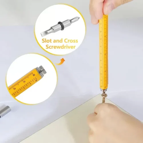 Penna 6-in-1 Multi-Tool Livella Righello Intagliatrice Pen Cutter