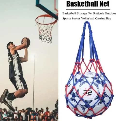 Borsa Rete Nylon Intrecciato Per Trasporto Palle Pallavolo Calcio Nuoto