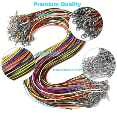 Lotto 10 Pezzi Corda Per Collana Multicolore 50cm Gioielli Bracciali