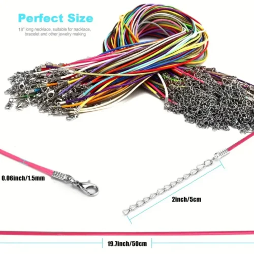 Lotto 10 Pezzi Corda Per Collana Multicolore 50cm Gioielli Bracciali