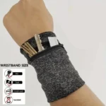 Polsiera Portafoglio Pouch con Zip Unisex per Ciclismo Palestra Grigio