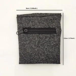 Polsiera Portafoglio Pouch con Zip Unisex per Ciclismo Palestra Grigio