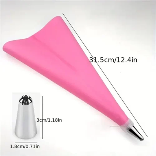 Sac a Poche E 8 Punte Per Pasticcere Rosa Riutilizzabile In Silicone