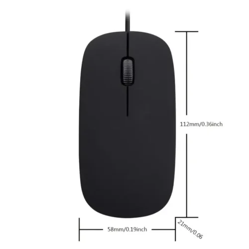 Mouse per PC Ultra Sottile Cablato Nero per Ufficio Casa USB Semplice
