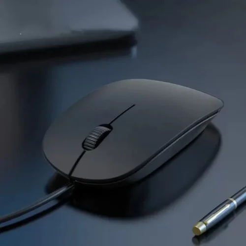 Mouse per PC Ultra Sottile Cablato Nero per Ufficio Casa USB Semplice