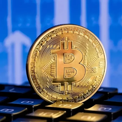 Bitcoin Commemorativo Tondo Collezionista Placcata Oro con Box