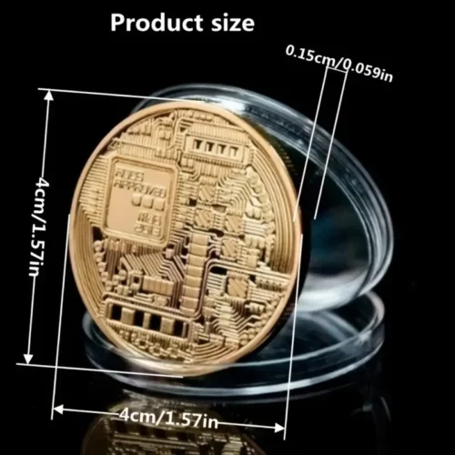 Bitcoin Commemorativo Tondo Collezionista Placcata Oro con Box