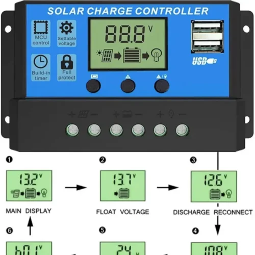 Regolatore Di Carica Solare 20A Pannello Solare 12v/24v Display Lcd Pwm