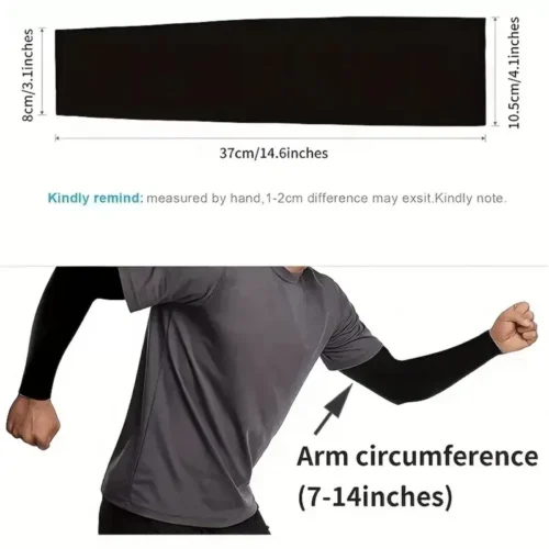 Paio di Maniche Protezione UV Rinfrescanti Unisex Nere Sportive