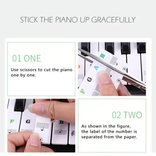 Adesivo Per Tastiera Pianoforte Musicale Colorato Tasparente Rimovibile