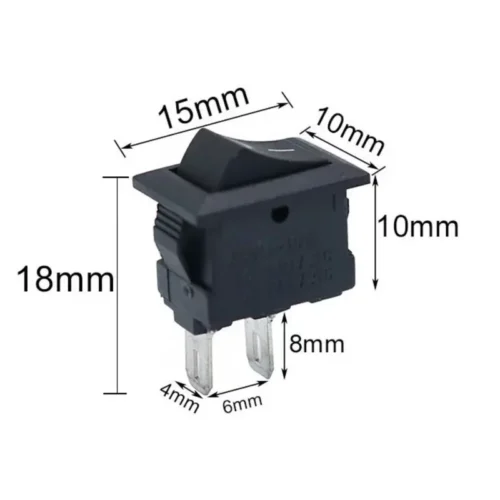 10pz Lotto Interruttore Rocker Nero Piccolo Pannello 6A 250V