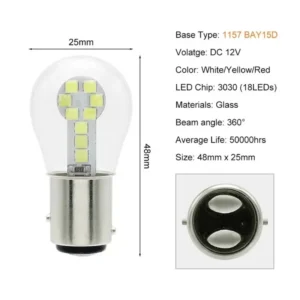 Luce Auto 12V Led Posizione Vetro Bianco BAY15D 1157 P21/5W