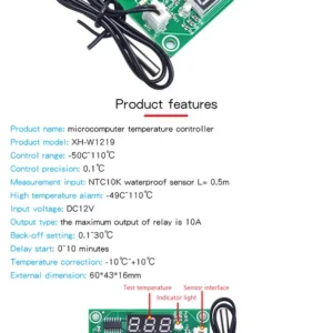 W1209 50-100cm Blu DC 12v Termostato Digitale Controllo Temperatura Termostato