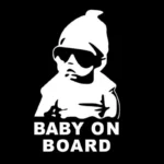 Sticker Adesivo BABY ON BOARD 14x9cm Riflettente Automobile Bambino a Bordo