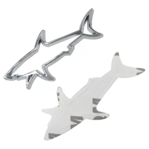 Adesivo Auto 3D Cromato Metallizzato Squalo 7.8x3.8cm Shark Carcharias