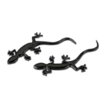 Sticker in Metallo Lucido Nero Gecko Lizard Lucertola 10x3,8cm Adesivo