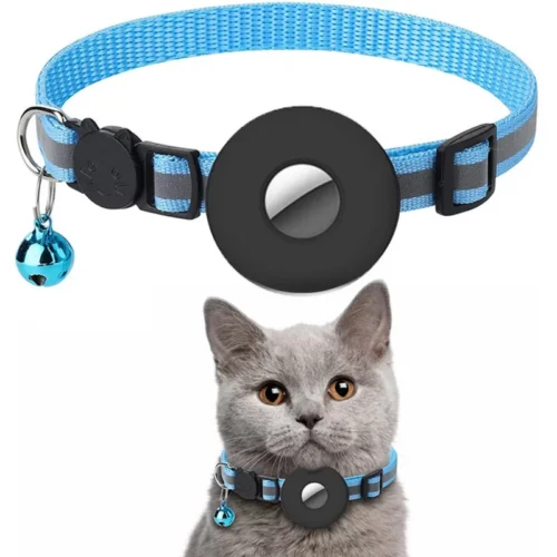 Guinzaglio Collare BLUE Per Apple Airtags GPS Tracker Cane Gatto in Nylon