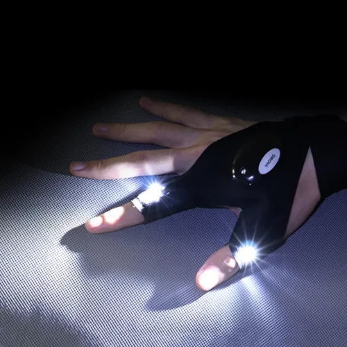 Guanto LED Mano Destra Pollice Indice Pesca Notturna Torcia Escursionismo