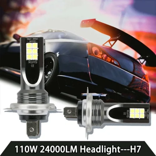 Coppia Lampade H7 80W 10000 Lumen Alto Fascio Luminoso COB LED 6000K