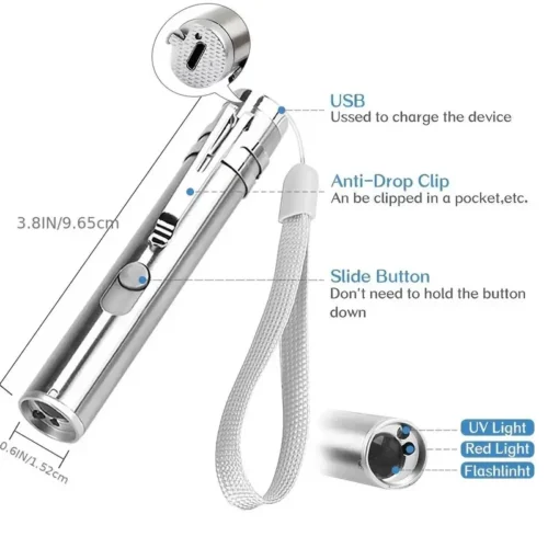 Giocattolo Interattivo Puntatore Laser Per Inseguimento Gatti Ricaricabile USB
