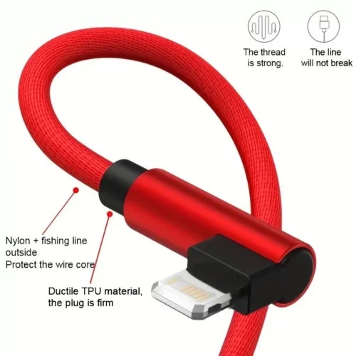 Cavo di Ricarica Angolare USB Fast Charging per iPhone 5 6 7 8 X 11 12 13 14 +