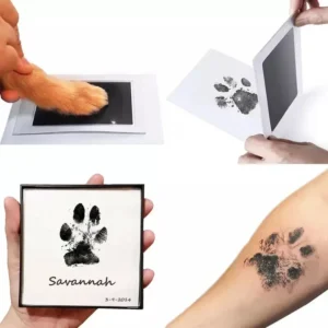 Kit Per Impronta Orma Tampone Bambini Neonati Cane Gatto Inchiostro 9,4x5,6cm