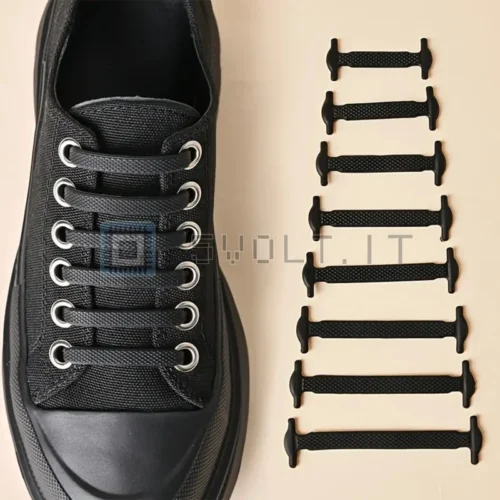 Set da 16pz Lacci Per Scarpe Senza Nodo Elastici In Silicone