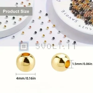 200pz Perline Spaziatrici Dorate 4mm CCB a Seme Placcate