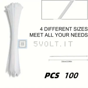 100pz Cinghie a Zip Cavi 10cm Plastica Premium Nylon