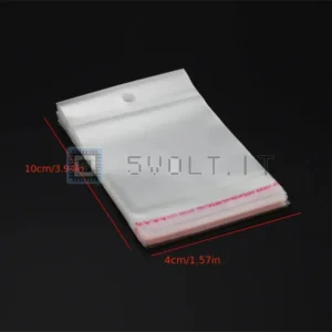 100pz Sacchetti Sigillati Plastica Trasparenti 4x10cm