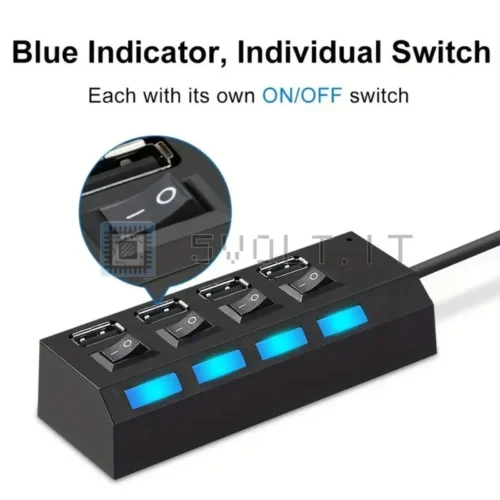 USB HUB 4 Porte Indipendenti con Interruttori per PC