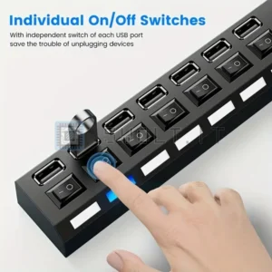 USB HUB 4 Porte Indipendenti con Interruttori per PC
