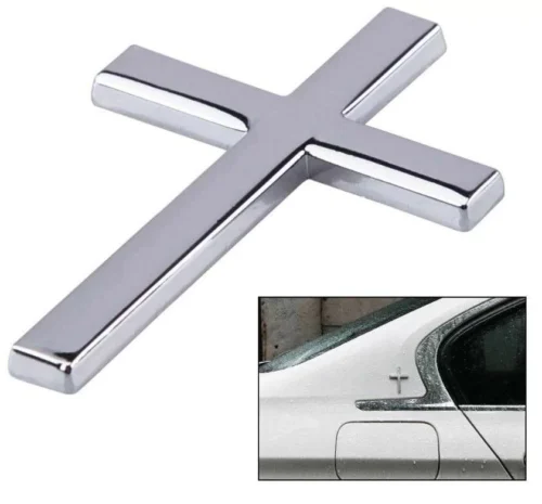 Croce Metallo Auto 3D Adesivo Sticker Posteriore Gesu Cristo