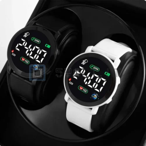 Coppia Orologi LED Black & White Military Silicone Digitali