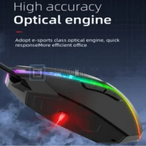 Mouse Gaming Cablato 1600dpi 6 Pulsanti RGB Silenzioso