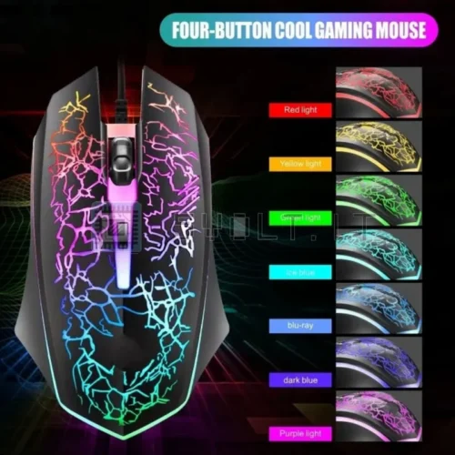 Mouse da Gioco Ergonomico Cablato RGB LED 4 Pulsanti